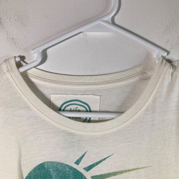 Womens Life Is Good Classic Fit Tee Live Love Discover White Green Brown XL Cott - Picture 5 of 10